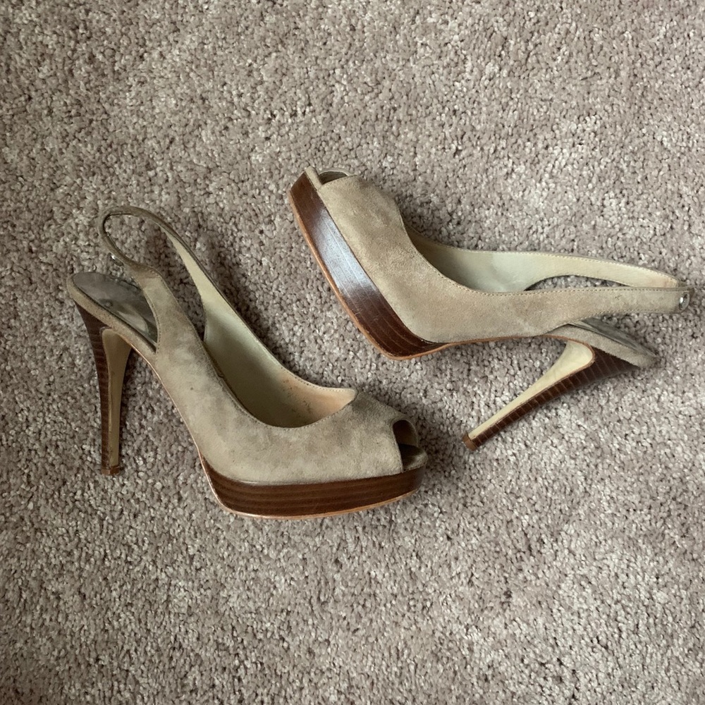 Michael Michael Kors slingback peep toe suede heel